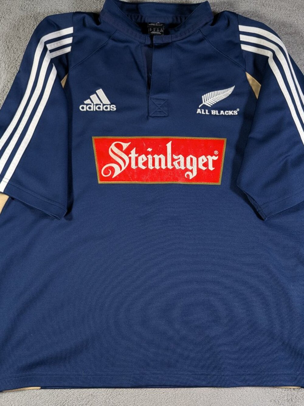 Adidas All Blacks 2004 Rugby Jersey XL Navy Gold Steinlager Vintage